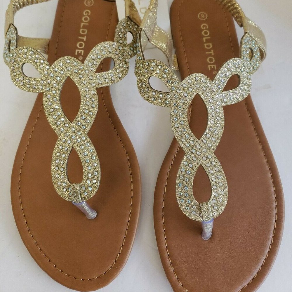 GoldToe Gold Toe  Womens Rhinestone Sandals Size 8
